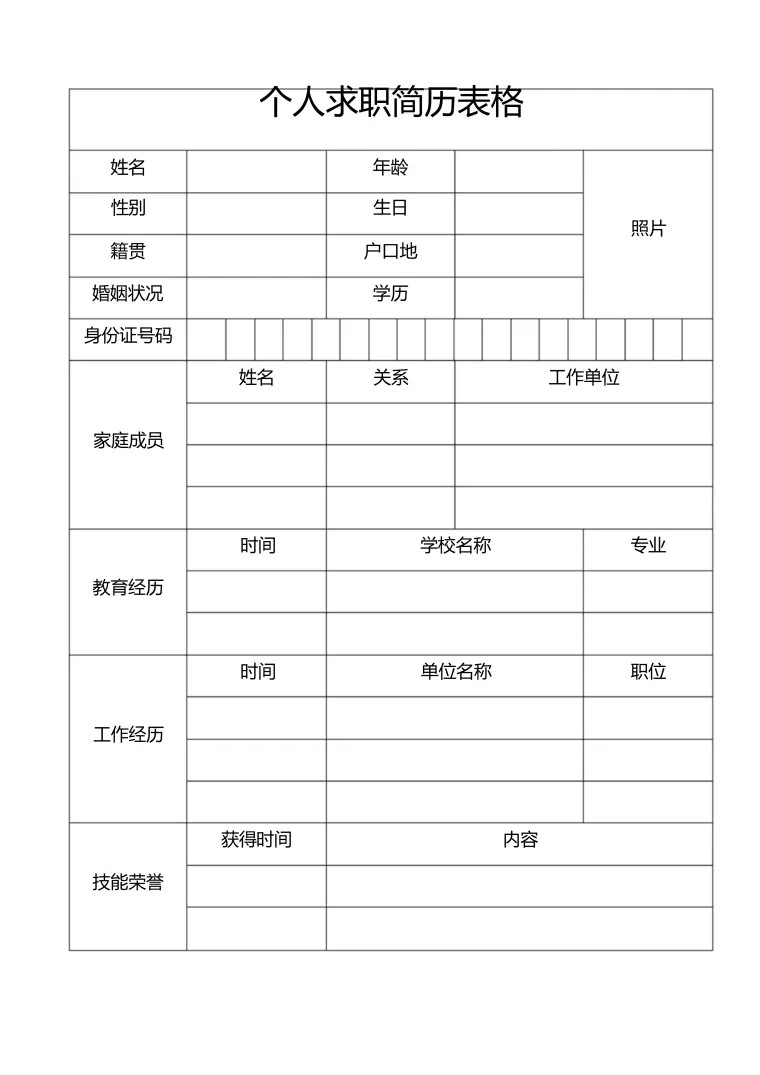 服装设计招聘个人简历表格 Word 简历模板预览图