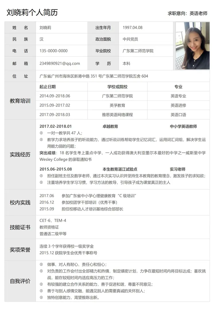 求职者必备简历表格模板 Word 简历模板预览图