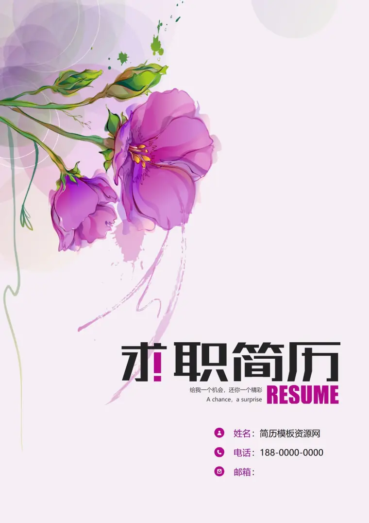 突出特色的简历模板套装含封面自荐信 Word 简历模板预览图