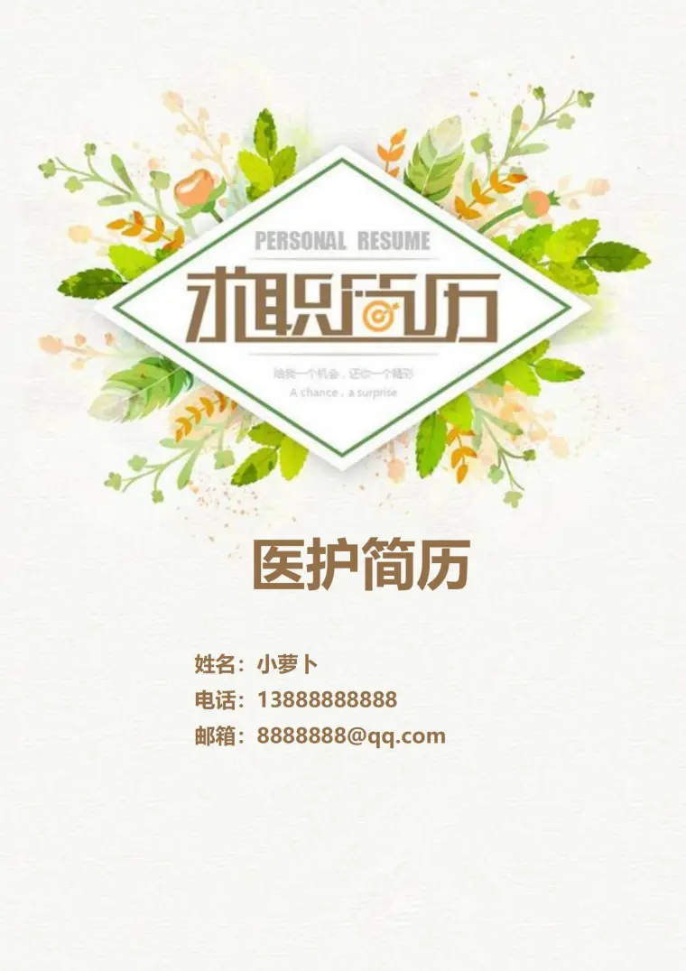 创意护士4页免费简历模板 Word 简历模板预览图