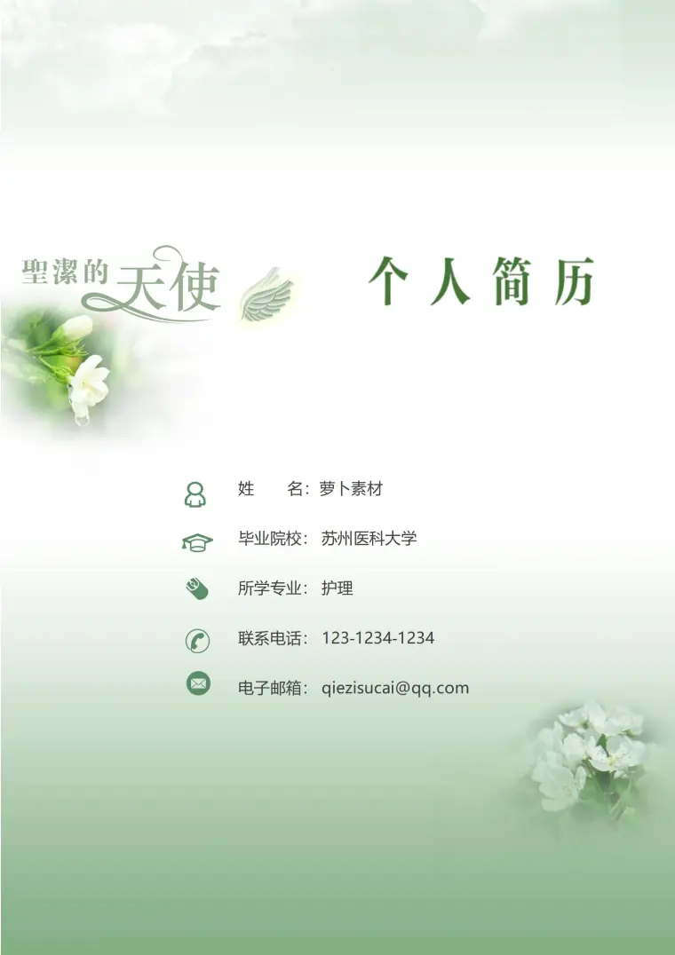 金色奢华护士求职简历模板 Word 简历模板预览图