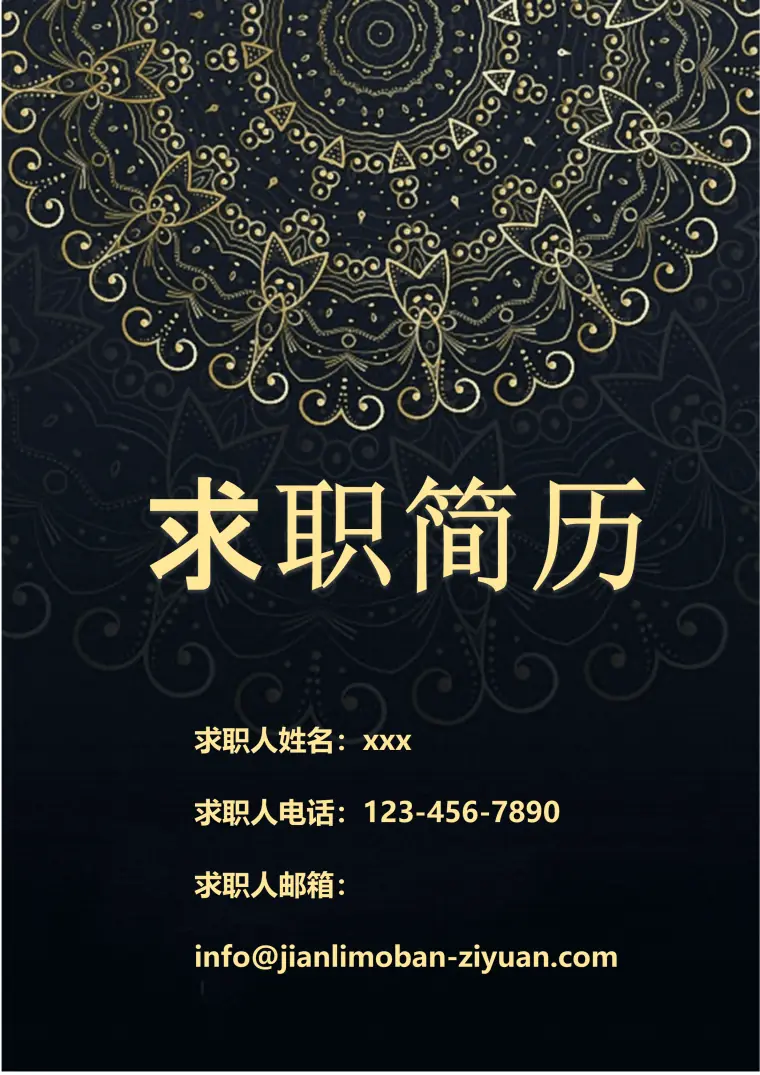 华丽花卉风格求职免费简历封面模板 Word 简历模板预览图