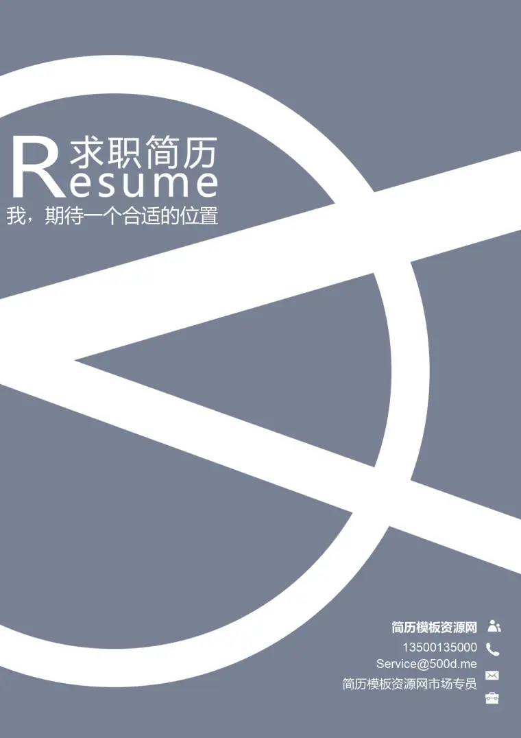 优雅灰色系免费柔美简历封面模板 Word 简历模板预览图