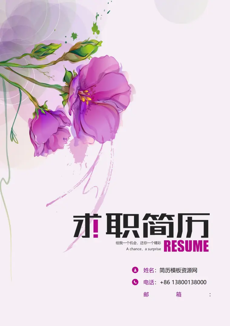 免费权威管理管理精英简历封面 Word 简历模板预览图