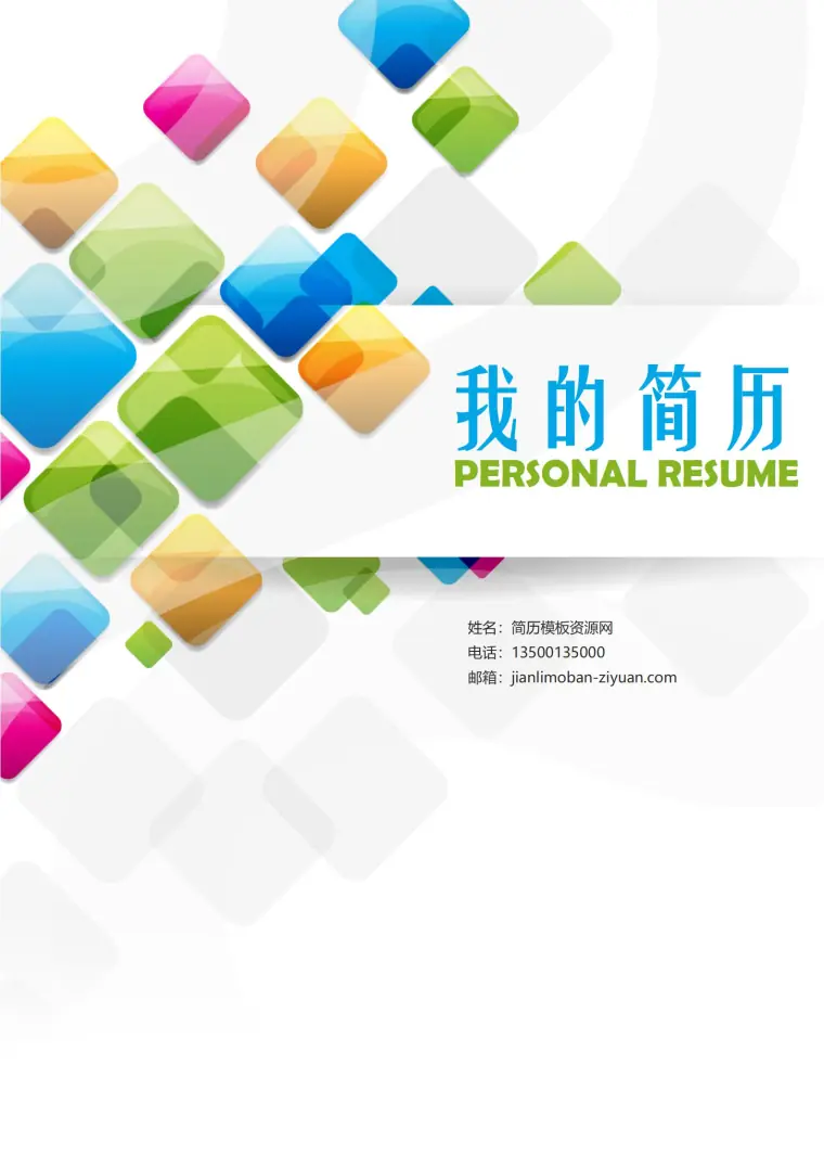 定制款职业简历封面模板 Word 简历模板预览图