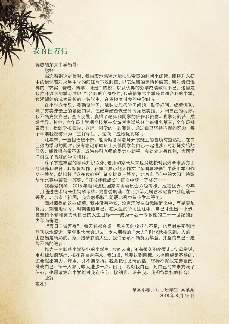 多彩童年回忆小升初简历模板 Word 简历模板预览图