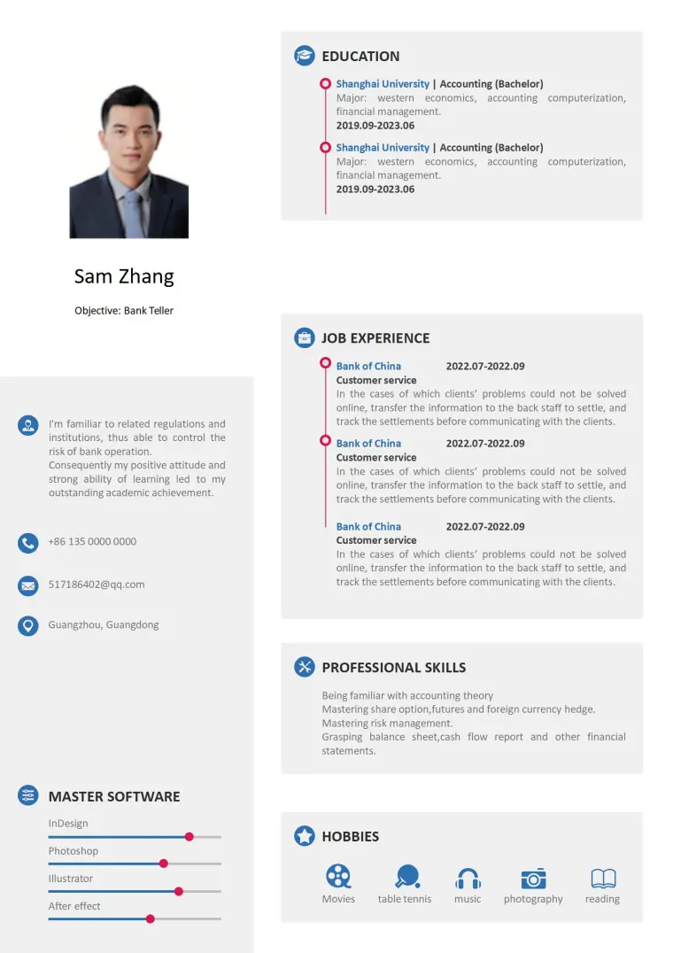突出资质的简约英文简历模板 Word 简历模板预览图