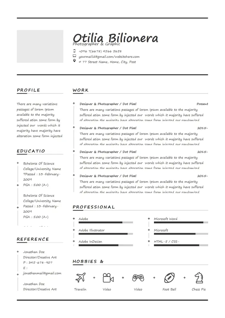 实习新秀！免费清新实习英文简历模板 Word 简历模板预览图