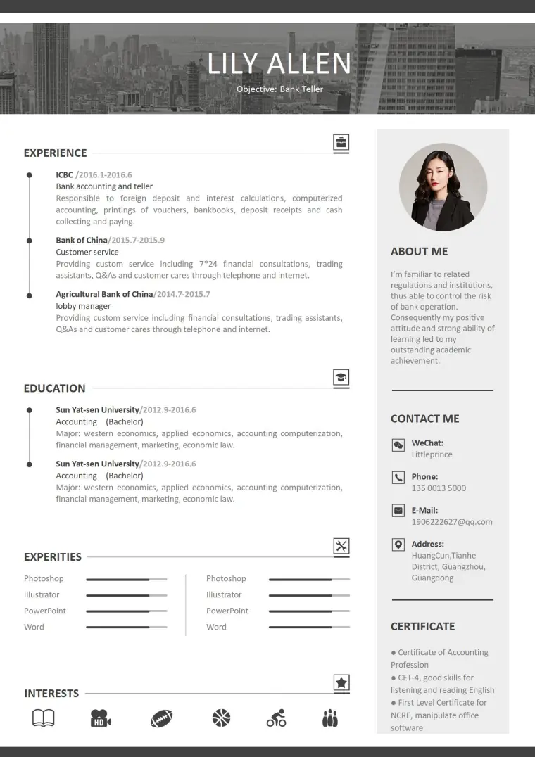 高端标准英文简历模板 Word 简历模板预览图