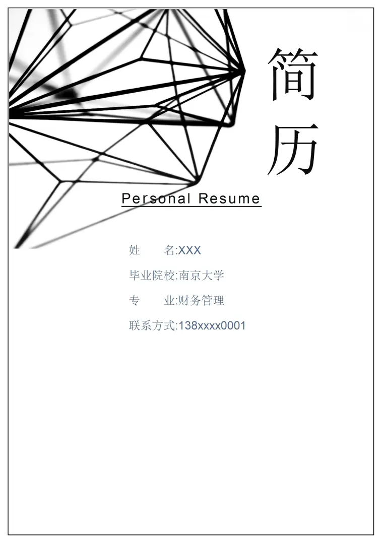 黑白简约财务个人求职简历.doc Word 简历模板预览图