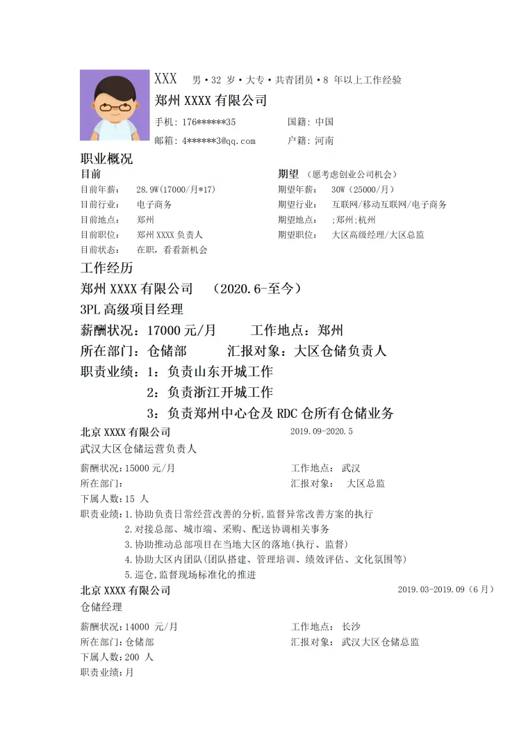 电子商务电商运营类岗位求职简历模板 Word 简历模板预览图