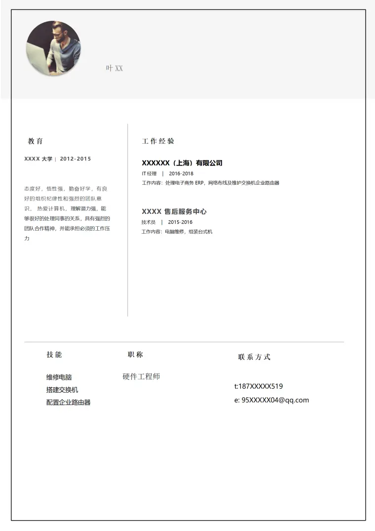 管理行政人事主管策划营销内训讲师的简历模板 Word 简历模板预览图