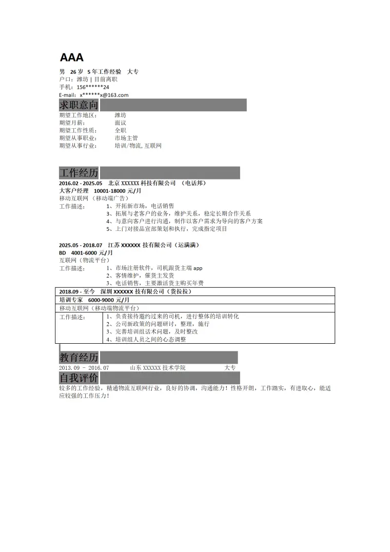 简历模板 Word 简历模板预览图