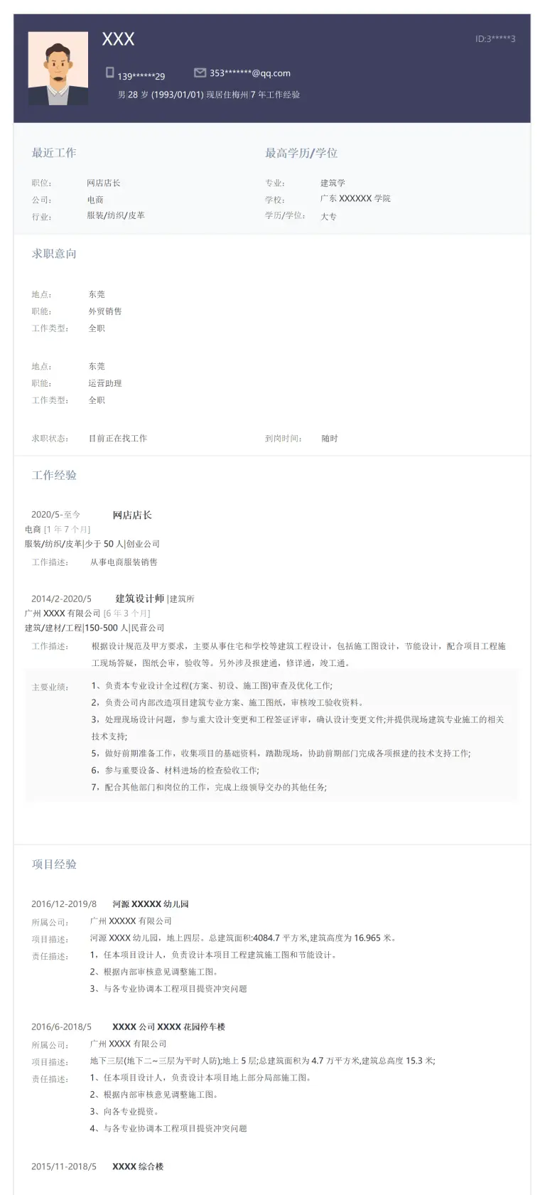 电商运营网店管理类岗位求职简历模板 Word 简历模板预览图