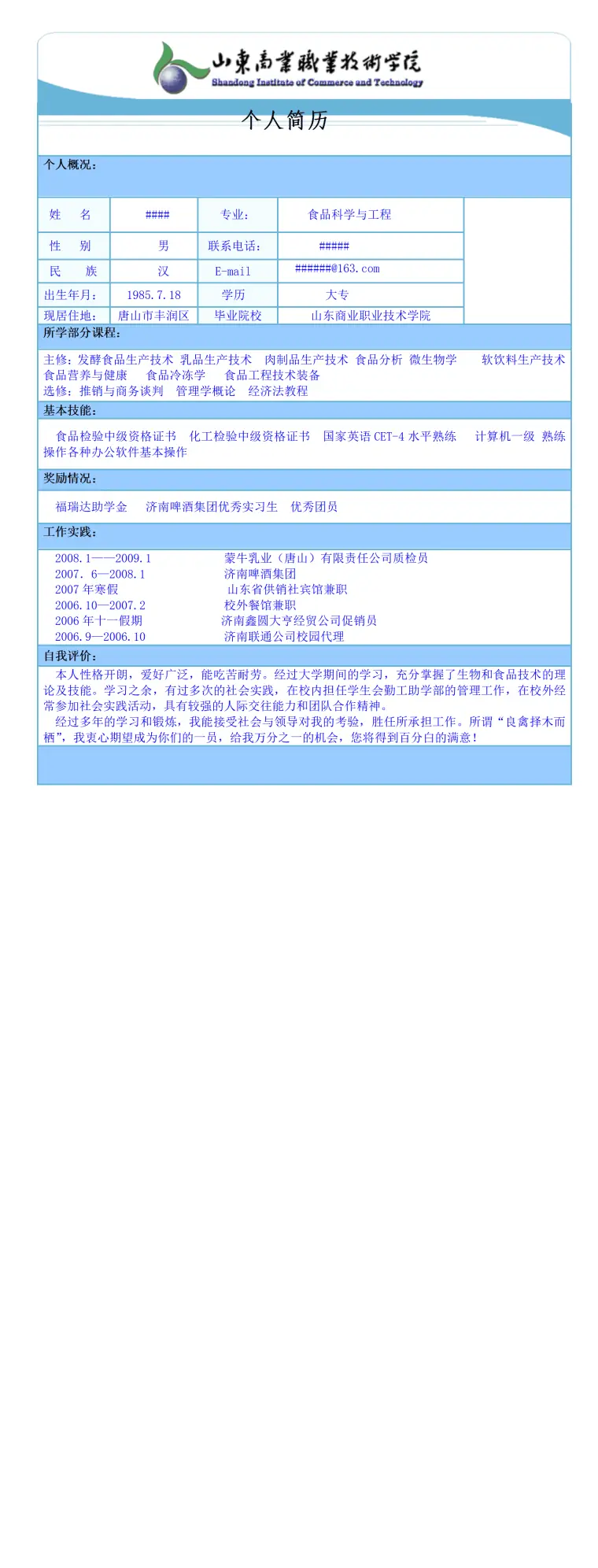 详细版个人简历模板 Word 简历模板预览图