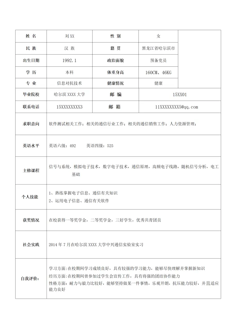 包含详细工作经历描述的简历模板 Word 简历模板预览图