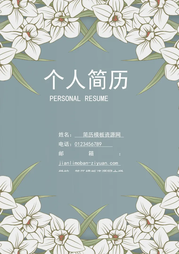 成套简历清新花纹个人简历word简历模板 Word 简历模板预览图
