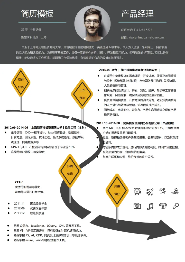 个性创意产品经理求职简历word简历模板 Word 简历模板预览图