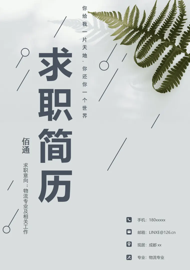 物流简历模板下载 Word 简历模板预览图