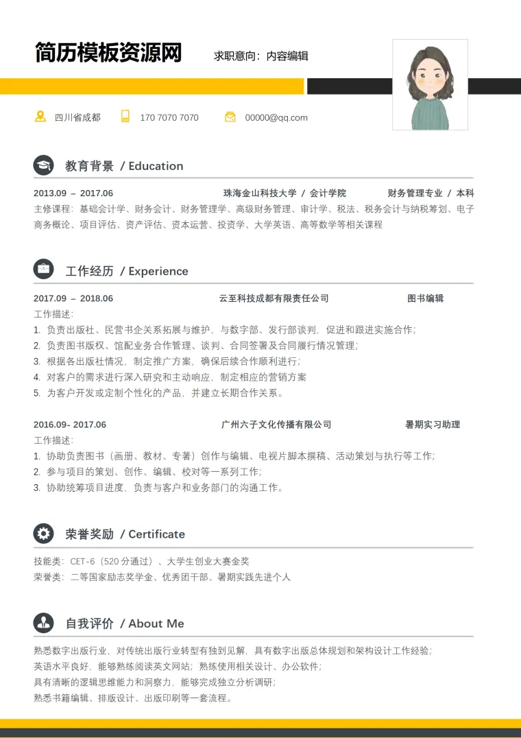 简历模板在线编辑 Word 简历模板预览图