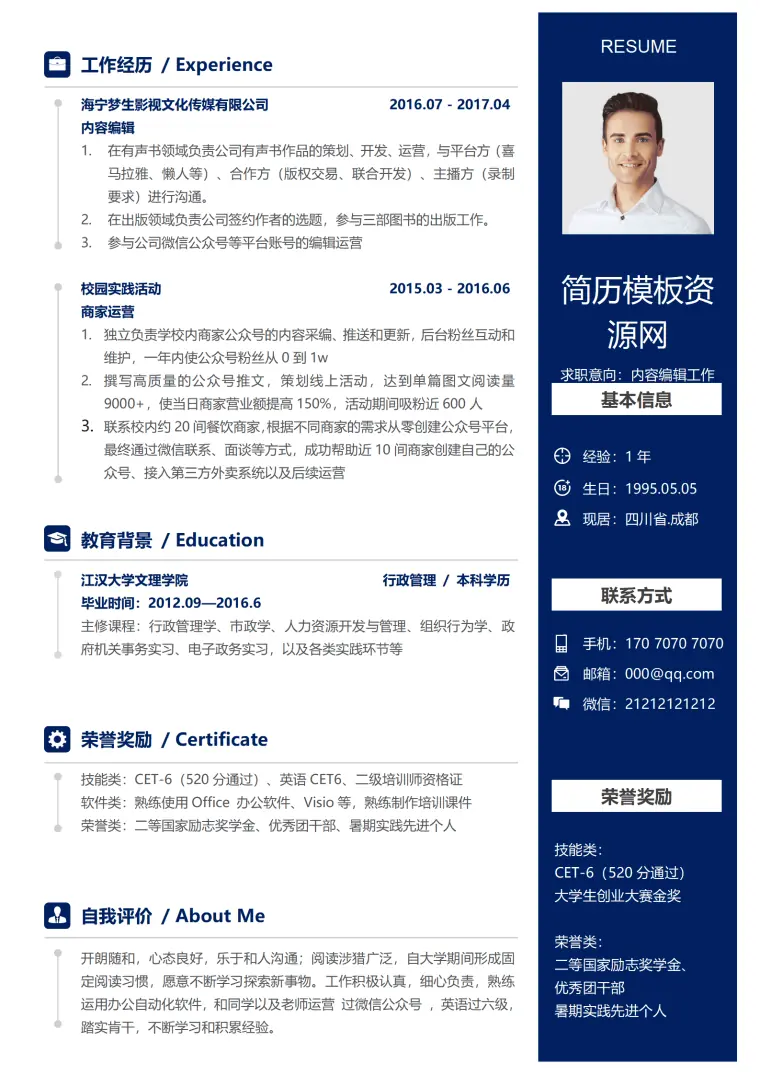 简历模板编辑 Word 简历模板预览图