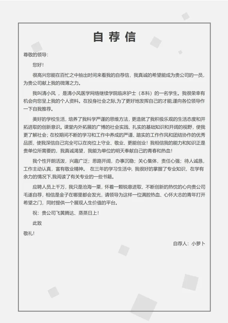 灰色健康护士4页简历样本 预览图